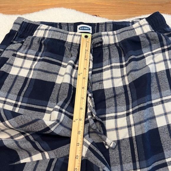 Old Navy Blue & White Plaid Fleece Pajama Pull On Drawstring Pants Size Large - Picture 8 of 10